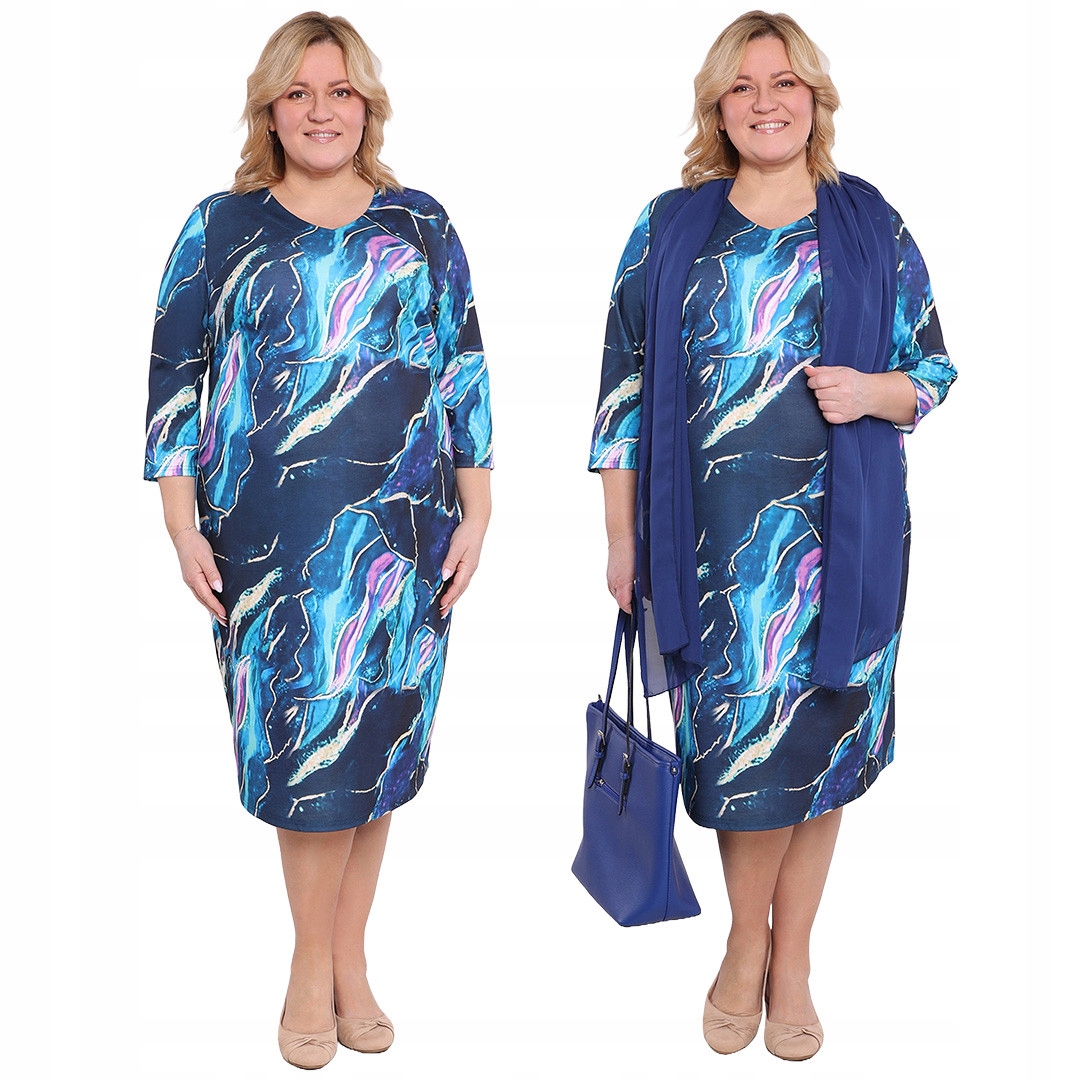 Modrá šaty s mramorovým vzorem 56