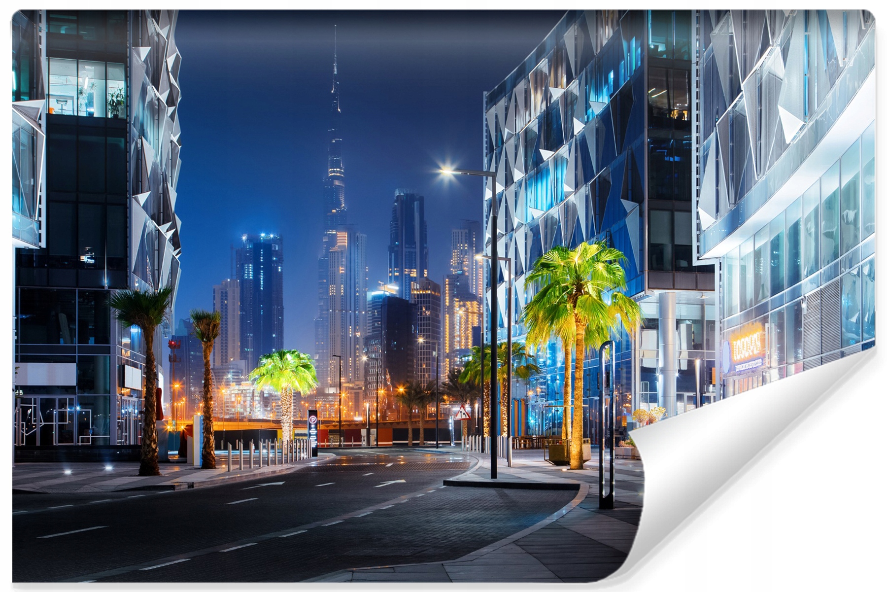 Fototapeta 3D ulice Dubaje v noci do obývacího pokoje 400x280