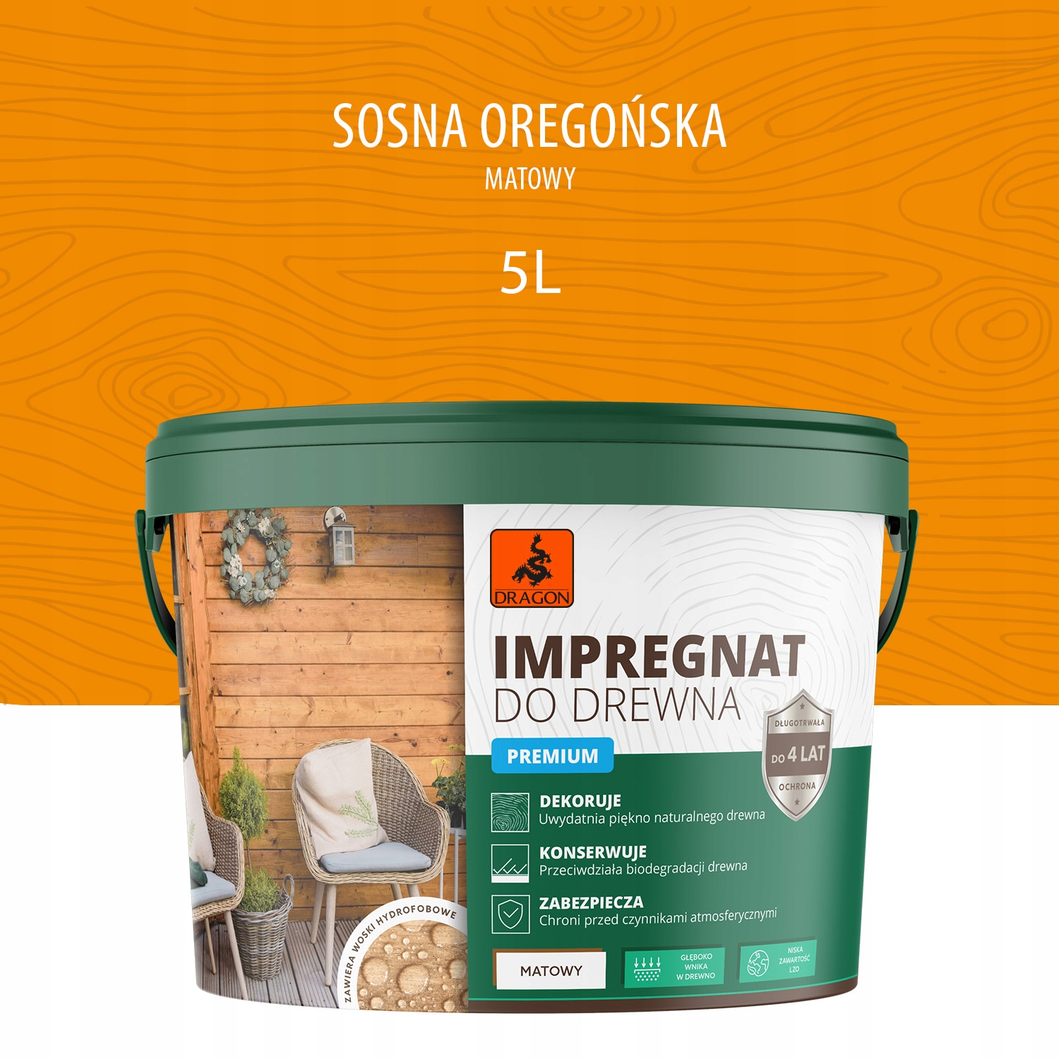 

Impregnat akrylowy do drewna 5L Sosna Oregońska
