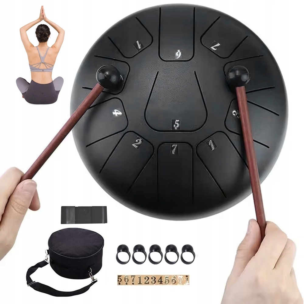 Handpan Éterický Buben Tongue Drum Steel Drum Tónování C 10" Akcesoria