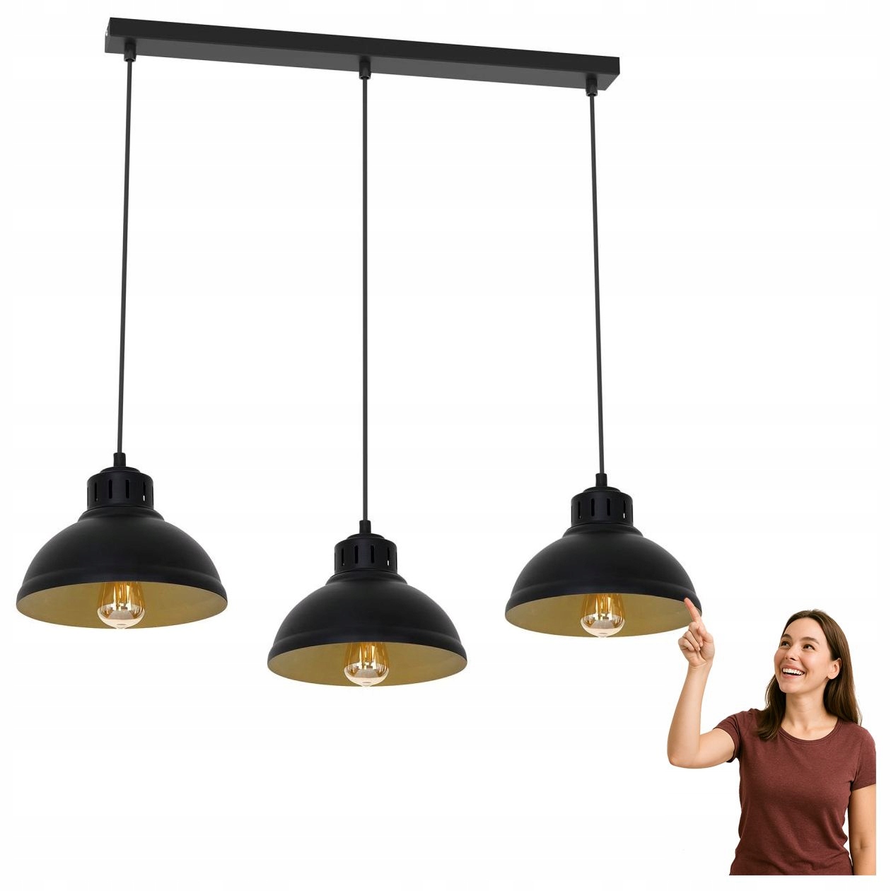 Černá trojitá závěsná lampa na liště Sven 9144 Luminex