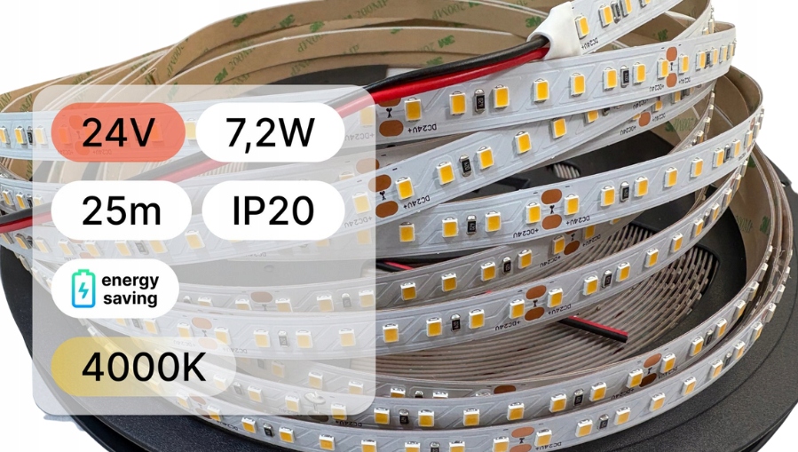 Led Páska 24V Smd 7,2W 128LED IP20 4000K 140lm/W 10mm 25mb