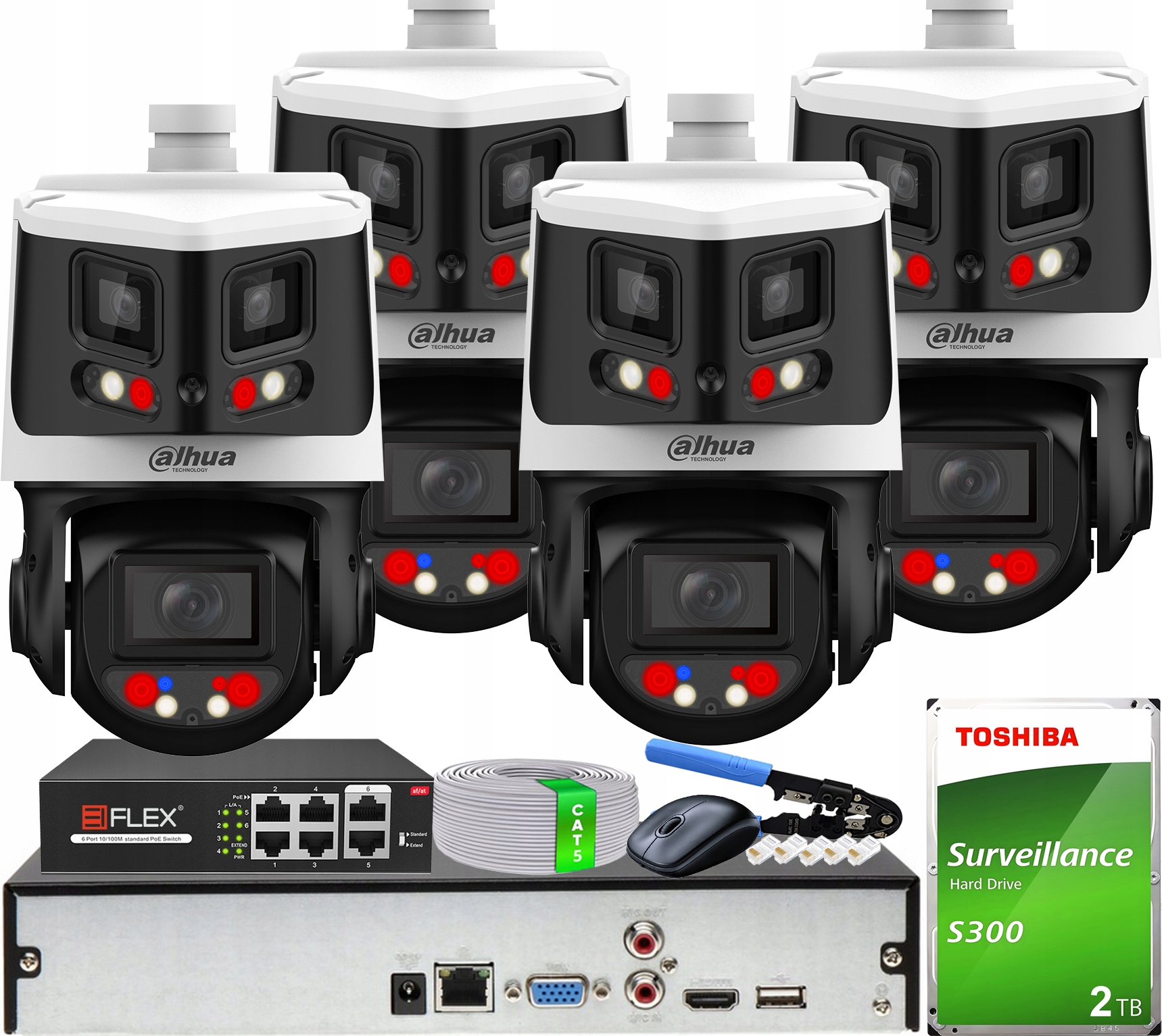 Ip monitorovací sada Dahua 4 kamery 8 Mp 4 Mp SDT3E410-8P-MB-A-PV1 TtiOC 2TB