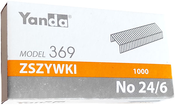 

Zszywki Yanda 24/6 ocynkowane 1000szt.
