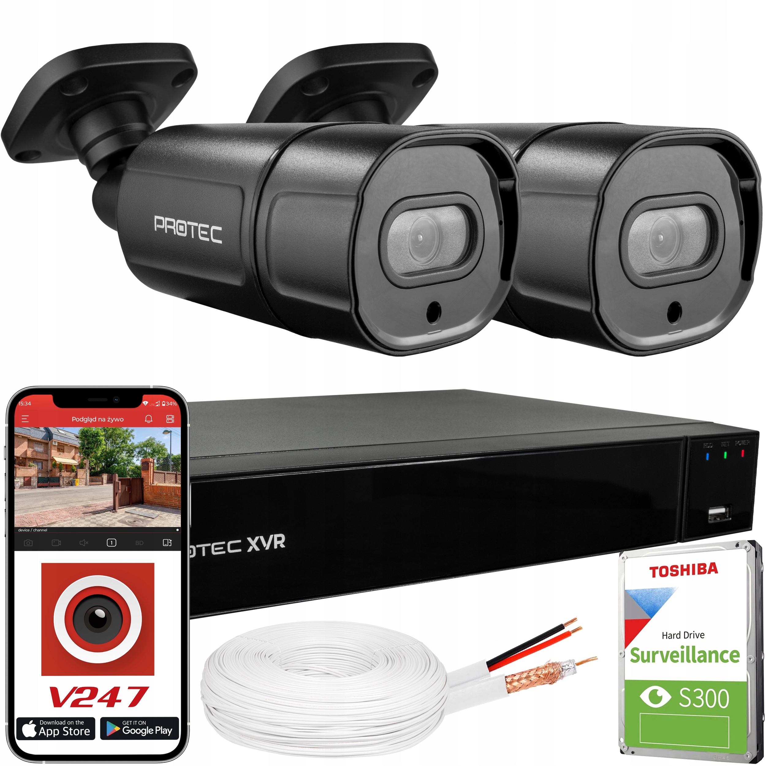 Premium Set Pro Monitorování 2 Kamer 4K Černý náhled