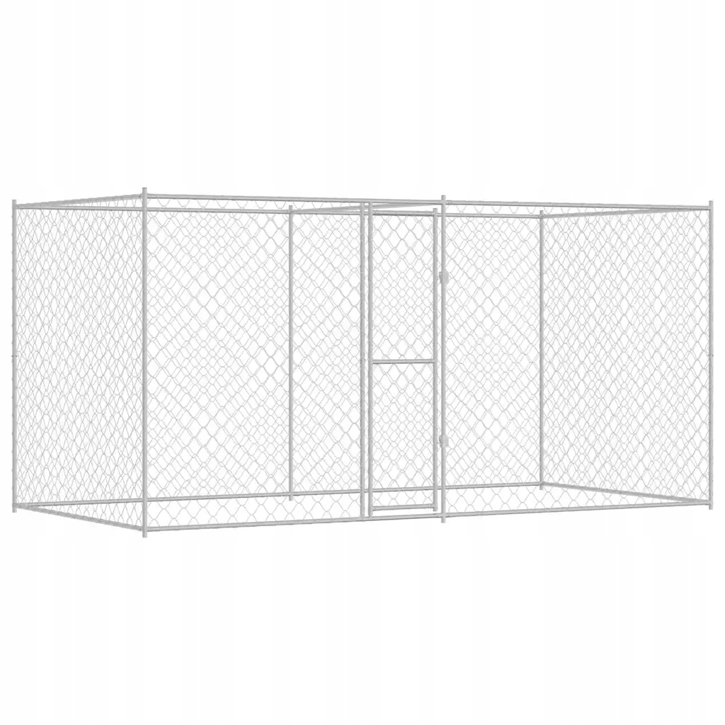 Levně Klec pro psa Stříbrná 400 x 200 x 200 cm Pozinkovaná ocel