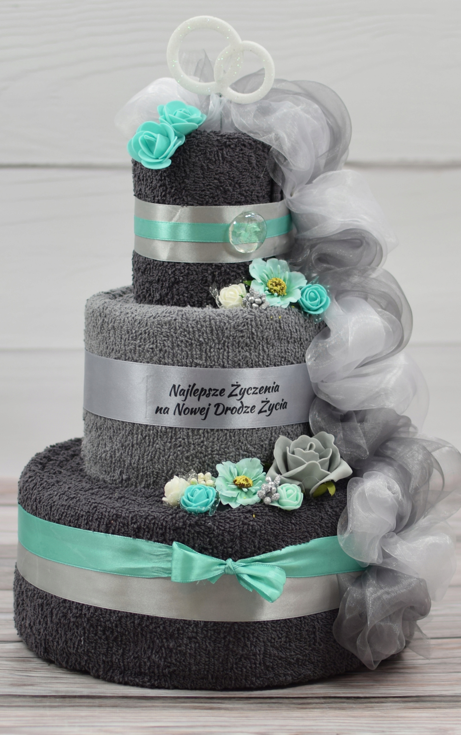 Tort z 6 ręczników PREZENT na Ślub Rocznicę Gody Marka inna