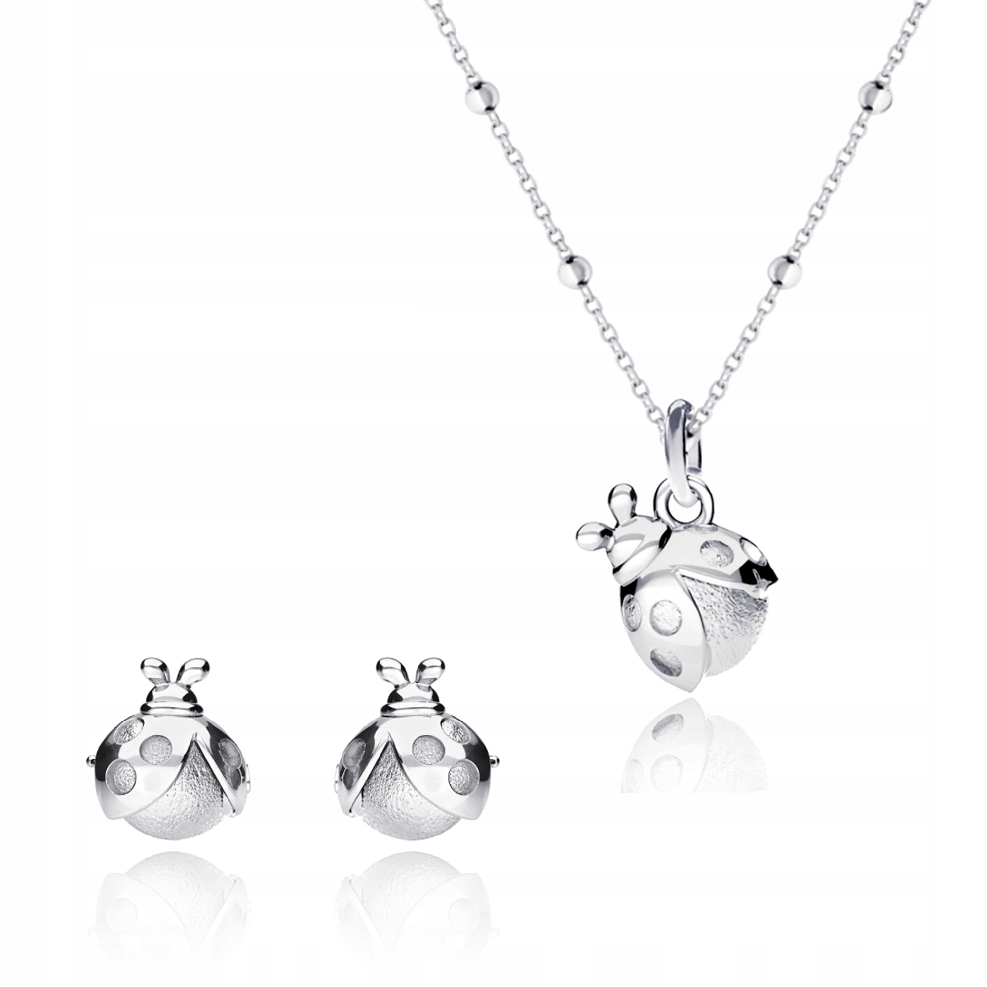 Biedronka Biedronki Stříbrný 925 kuličkový komplet šperků Symbol štěstí