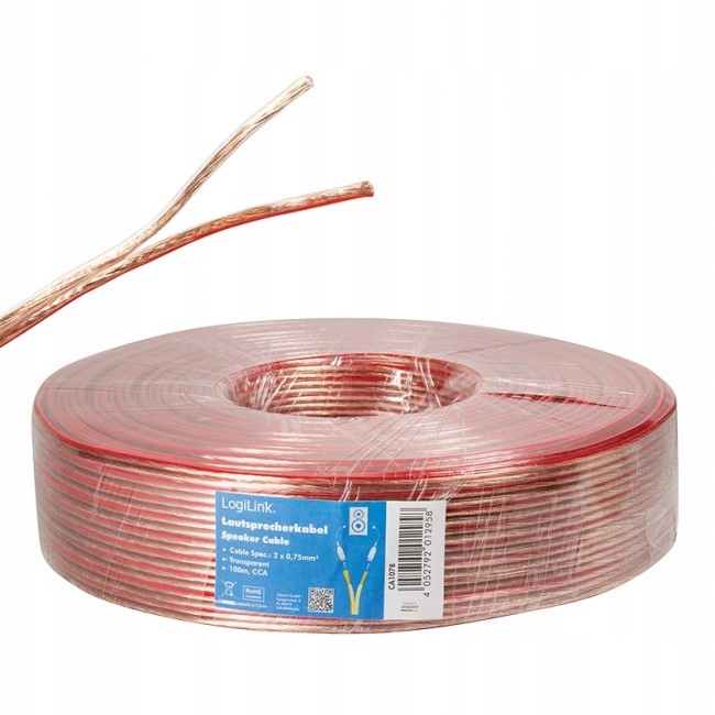 Kabel głośnikowy LogiLink audio 100 m Cca 24x0,20 mm nieekranowany