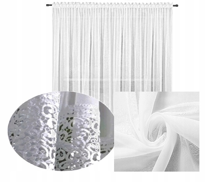 Firany 400 x 200 CM Firana Prosta Długa Firanki