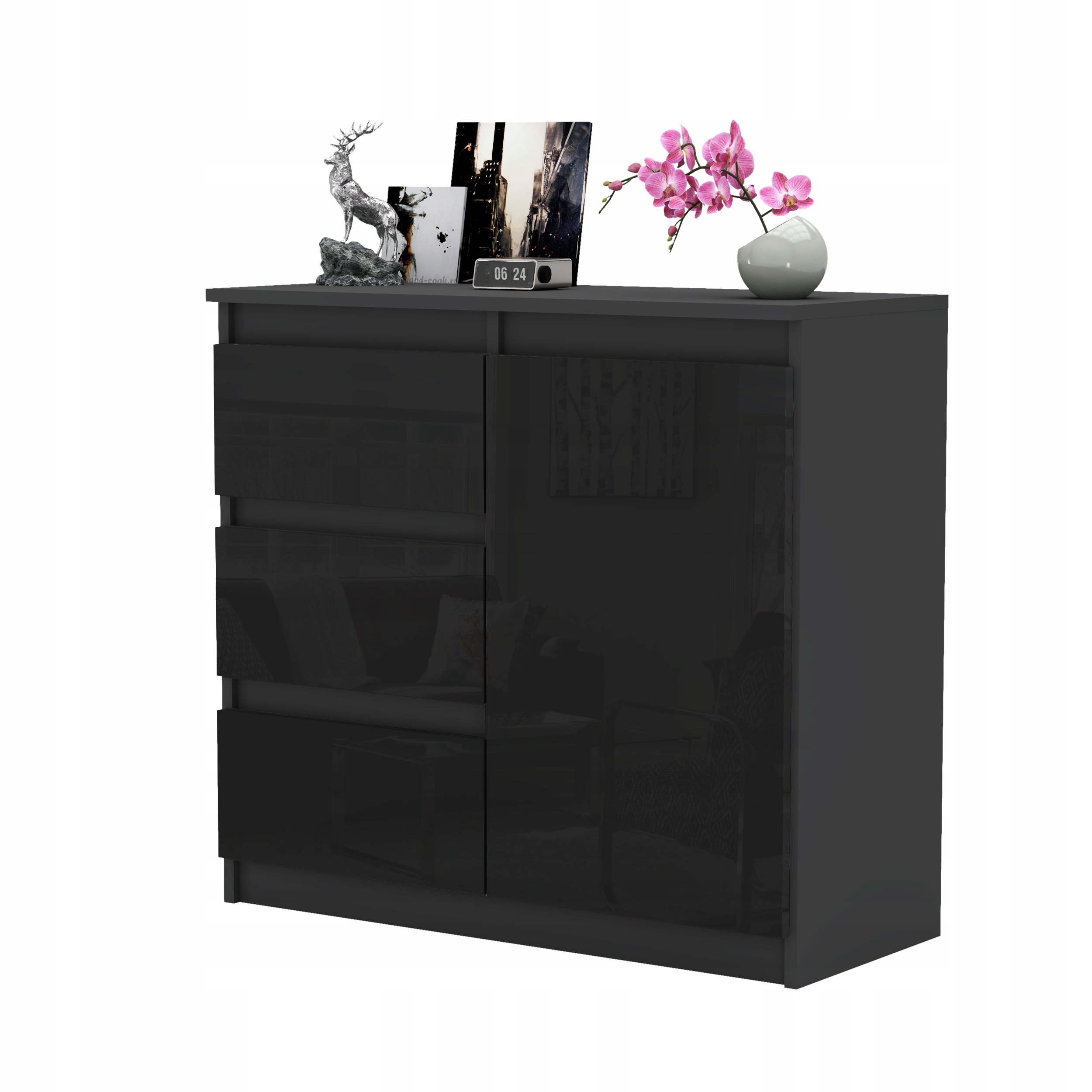 Komoda AGA szafka 80 cm 3 szuflady nowoczesna pojemna rtv POŁYSK system Szerokość mebla 80 cm