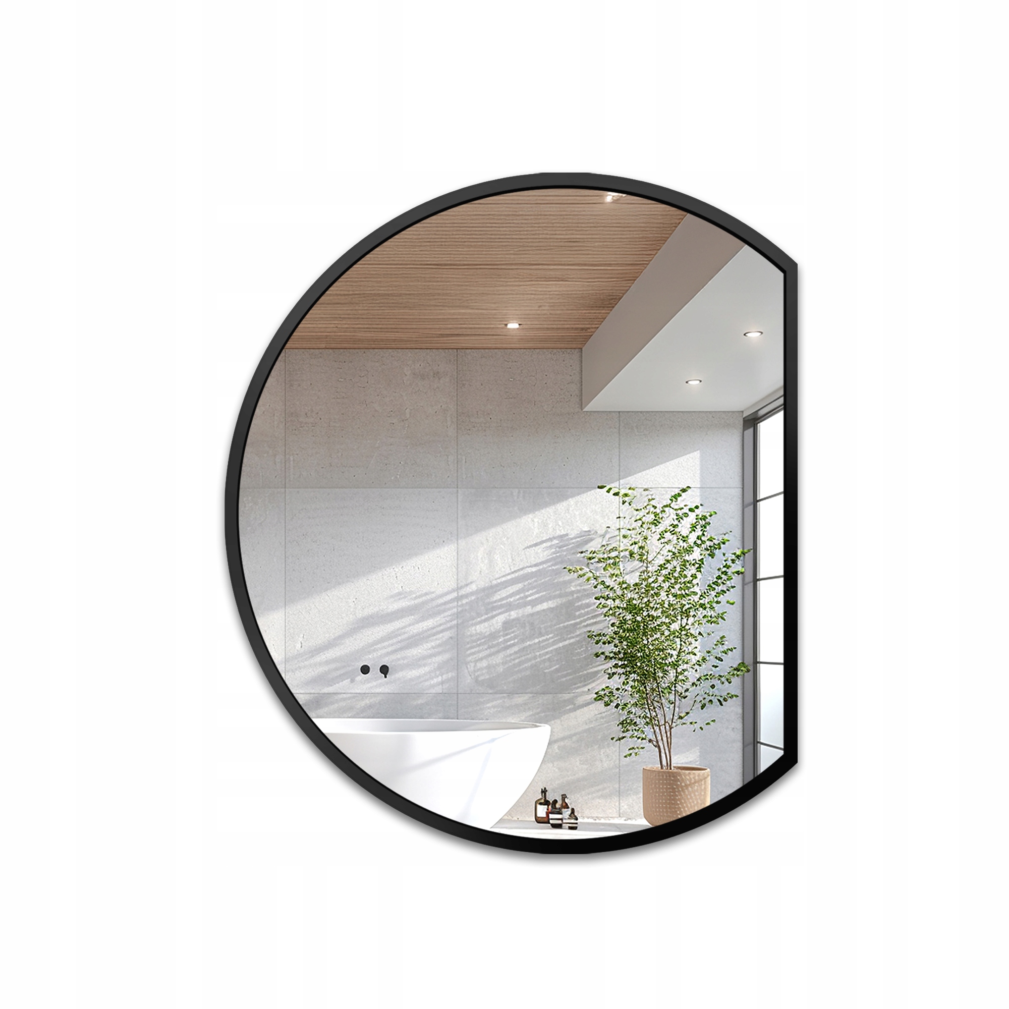 Zrcadlo kulaté Otto Seříznutý Bok v černém rámu Mdf Fi 140