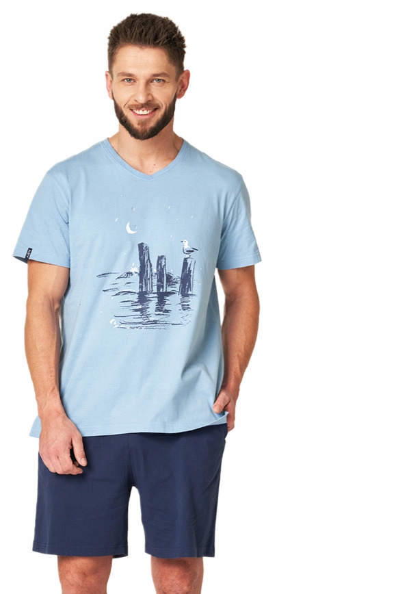 KEY PIŻAMA MĘSKA MNS 459 A24 XXL NIEBIESKO-GRANATOWA