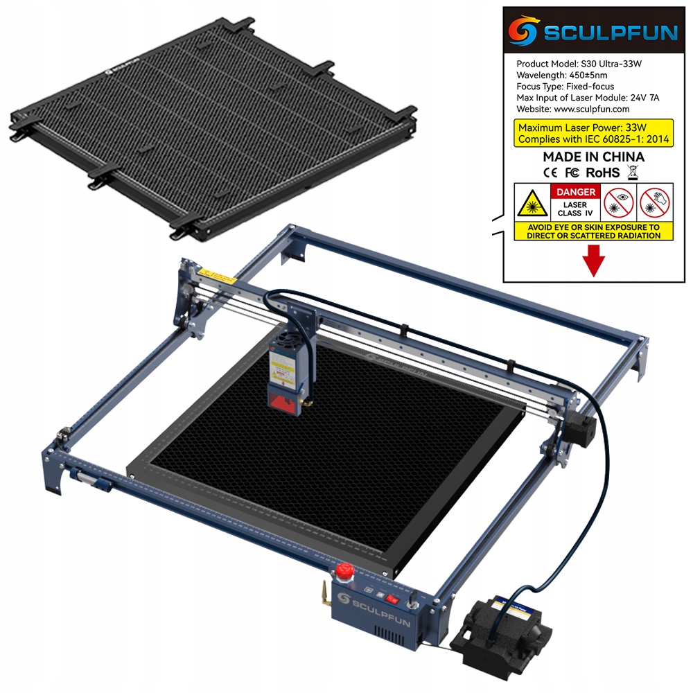 Laserový gravírovací stroj Sculpfun Ultra 33W Pracovní deska stolu