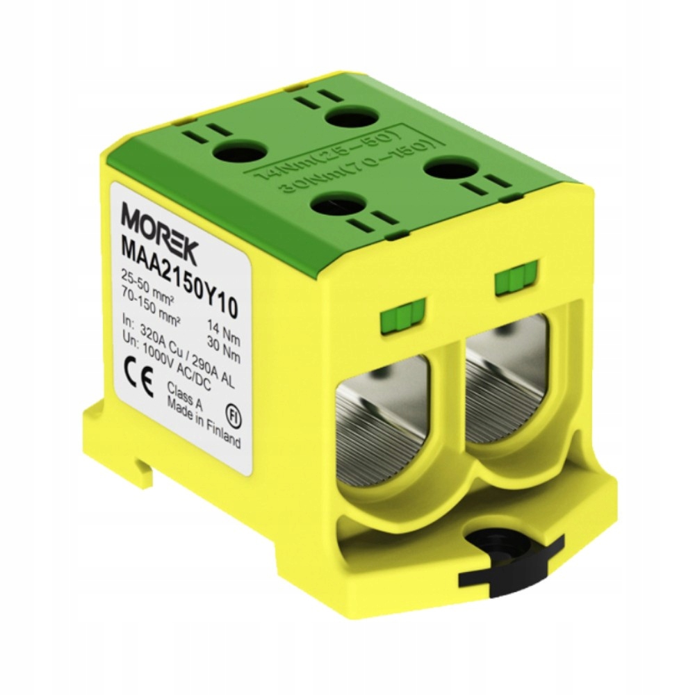 Univerzálna Koľajnicová Spojka 25-150 MM² 2XAL/CU Svorka Žlto-zelená