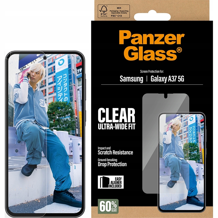Tvrzené sklo PanzerGlass pro Galaxy A37 5G, přizpůsobené, ochranné