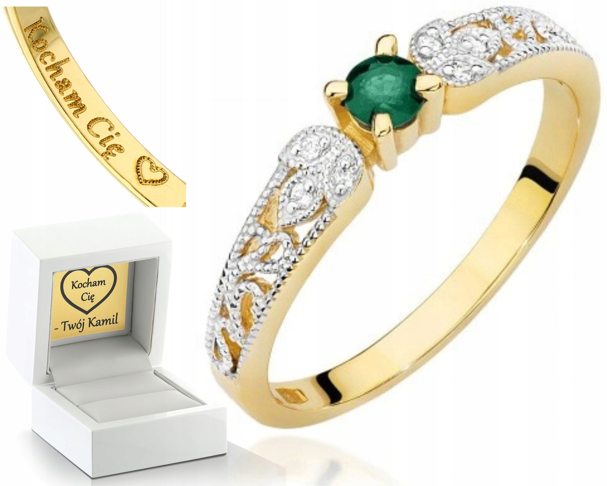 Prstýnek Smaragd S Brilianty Gravírování Bonus