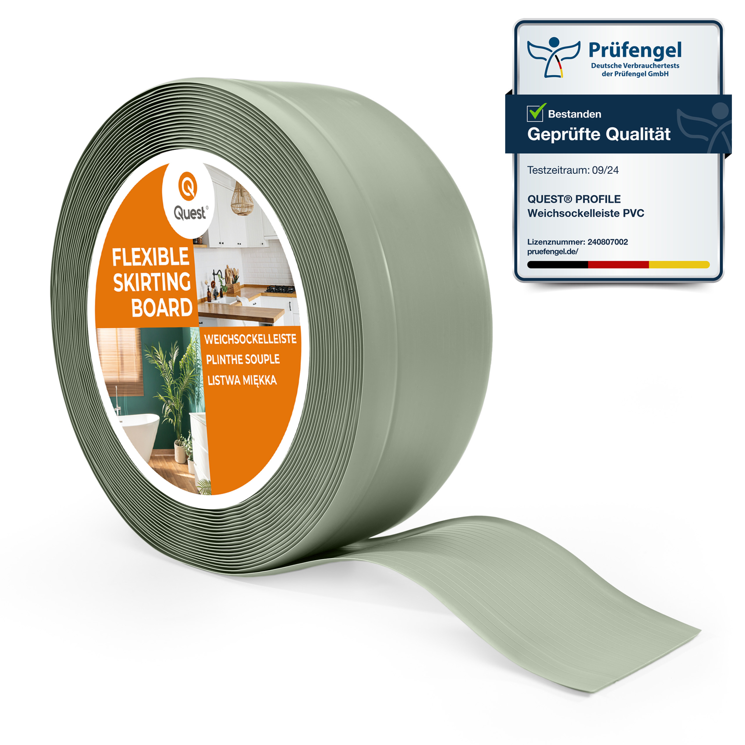 Podlahová lišta z Pvc flexibilní soklová lišta soklová, 70/20 světle zelená