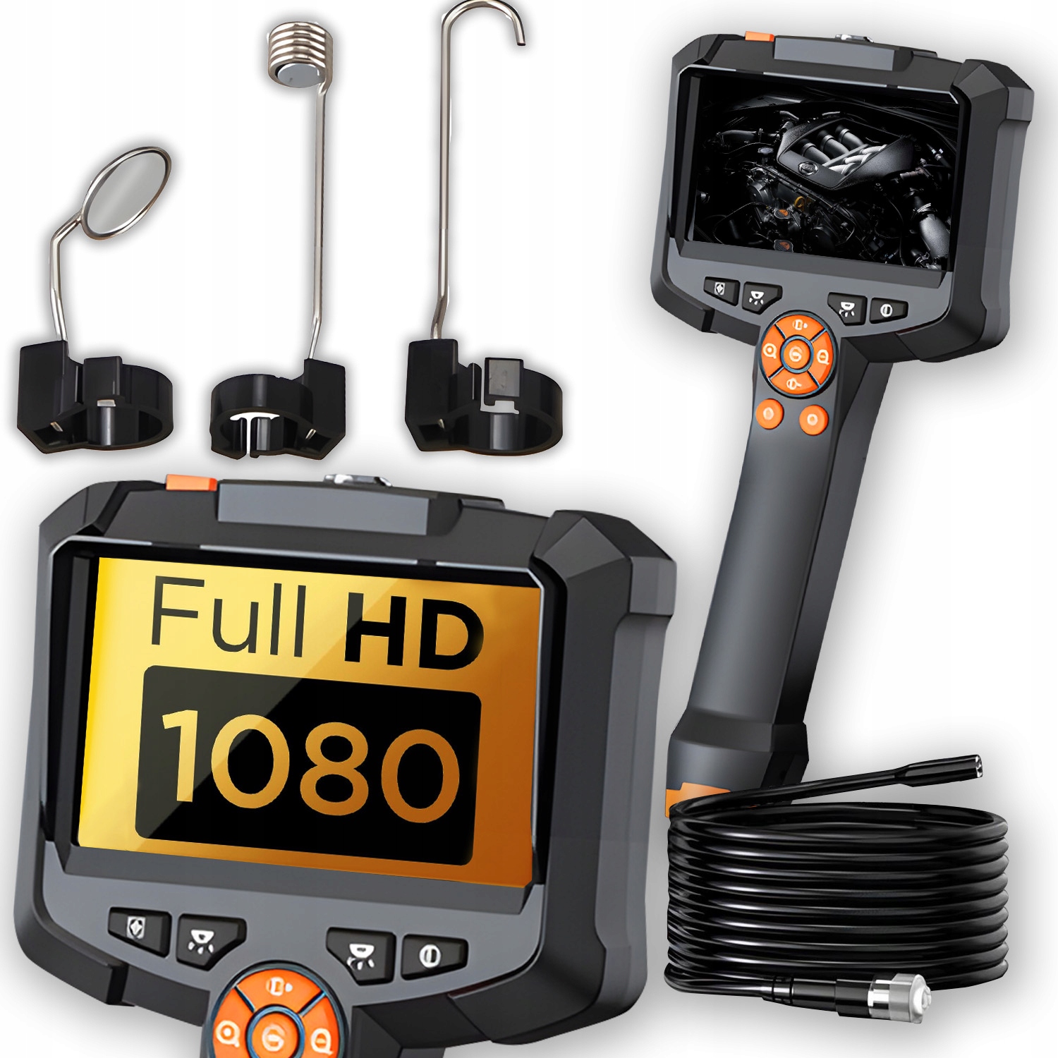 KAMERA INSPEKCYJNA WARSZTATOWA ENDOSKOP 5M FULL HD LCD do RUR SILNIKA LED