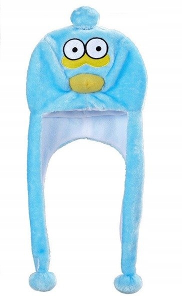 CZAPKA PLUSZOWA PTAK NIEBIESKA Z POMPONAMI