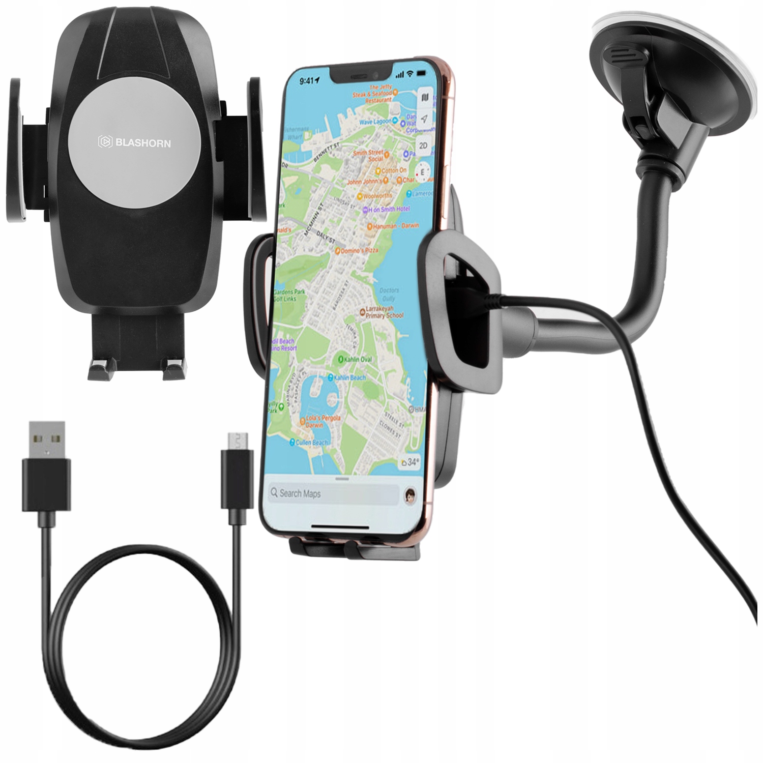 Uchwyt Na Telefon Samochodu Auta Ładowarką Indukcja Stabilny Dobrze Trzyma