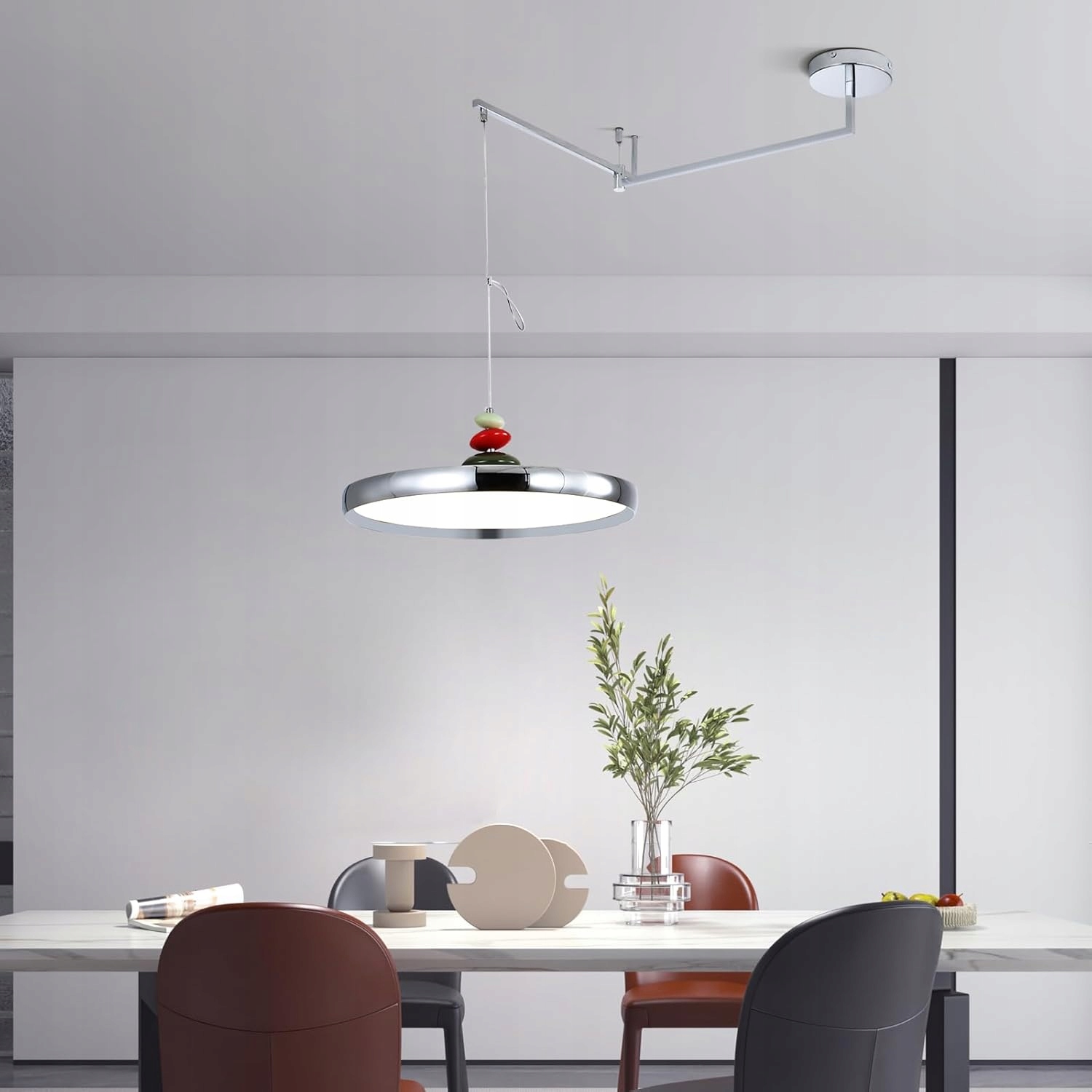 Závesná Led lampa Moderná stropná stmievateľná s diaľkovým ovládaním, strieborná