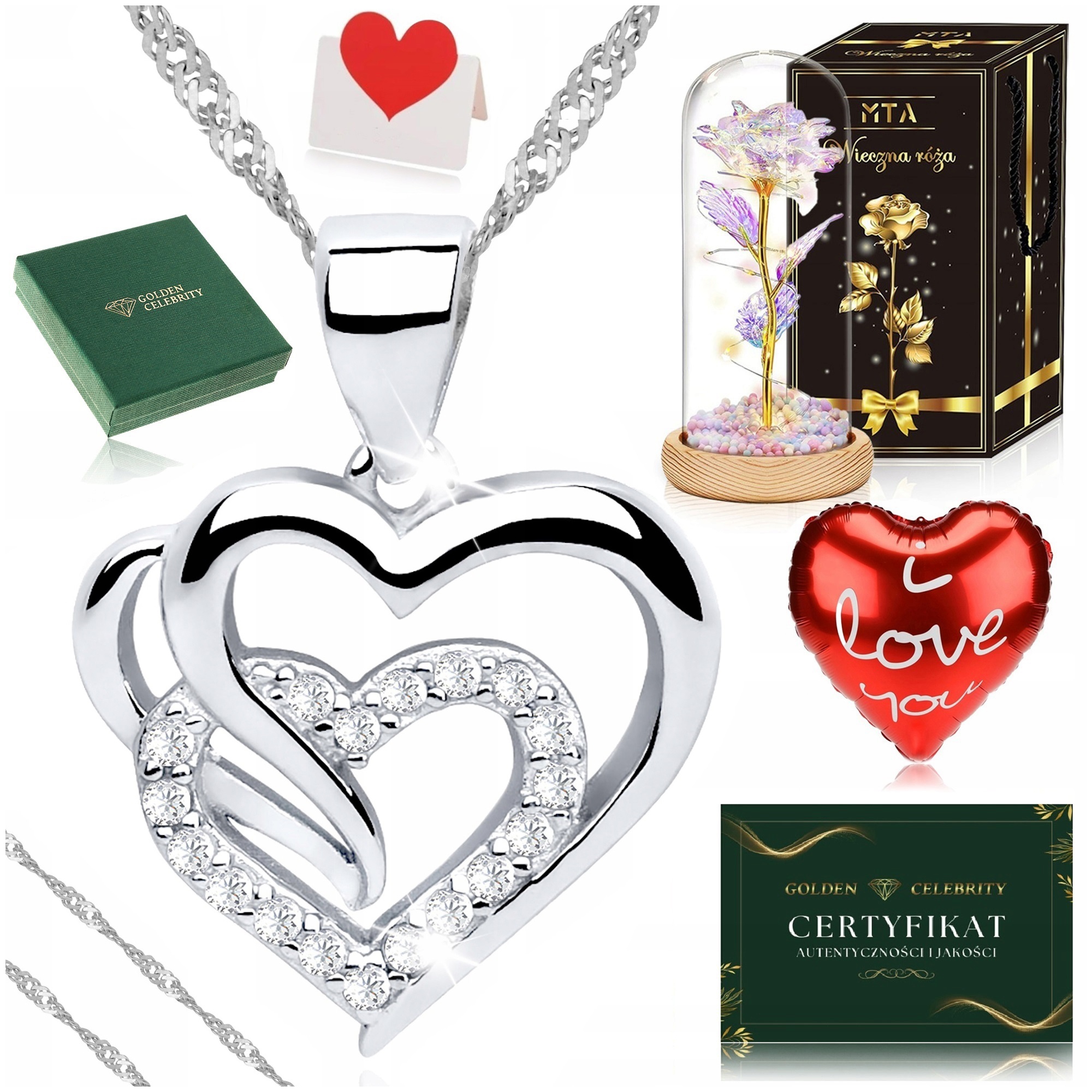 Stříbrný Řetízek Se Srdíčkem 925 Led Věčná Růže K Narozeninám
