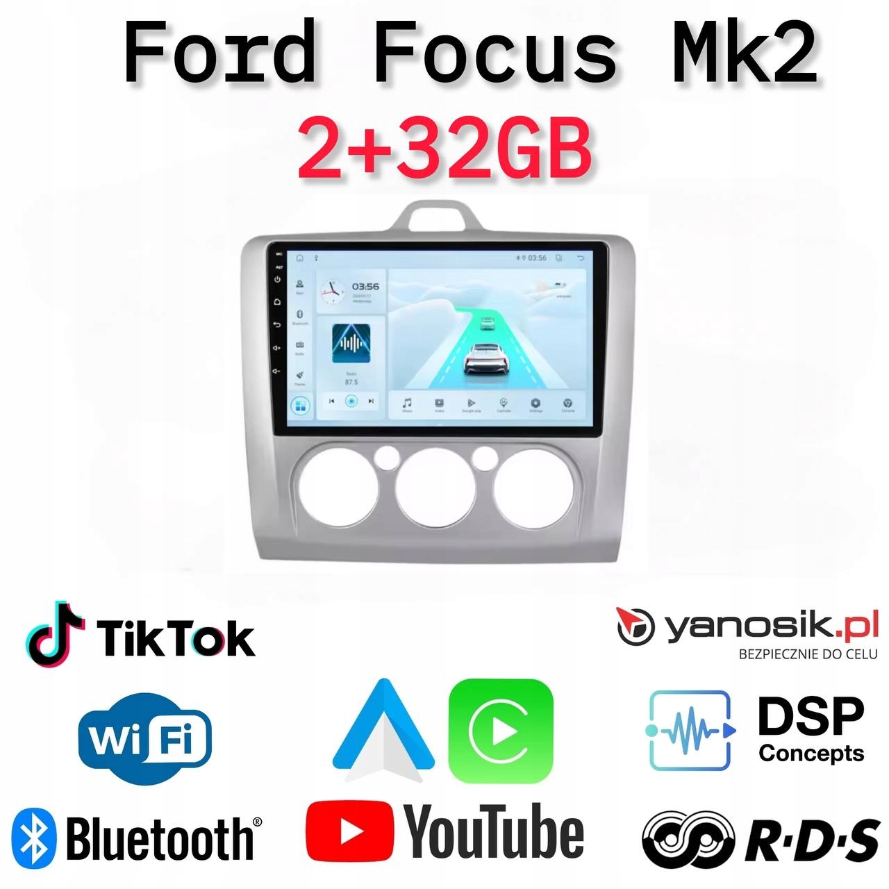 Radio Android Nawigacja Ford Focus Mk2 (2+32 Gb)