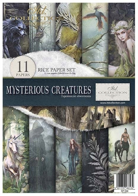 Sada 11 rýžových papírů A4 na decoupage RP066 Mysterious Creatures