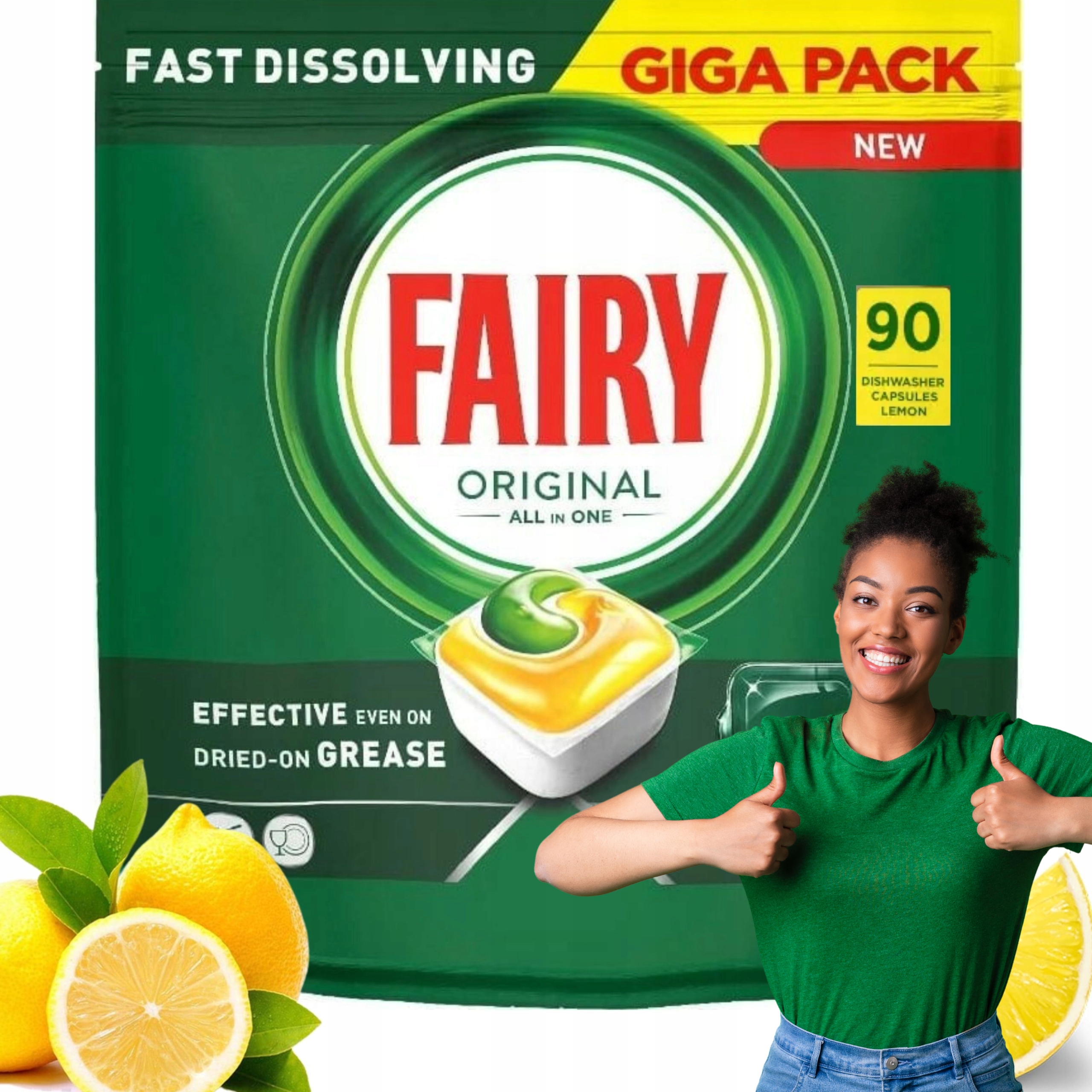 Kapsułki do zmywarek Fairy Original All in One Cytryna 90szt Lemon