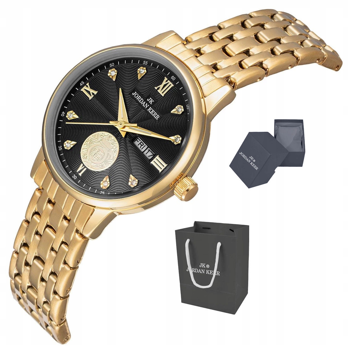 Dámské Elegantní Zlaté Hodinky Jordan Kerr S Datumovkou L1071 Ipg Ct 30 mm