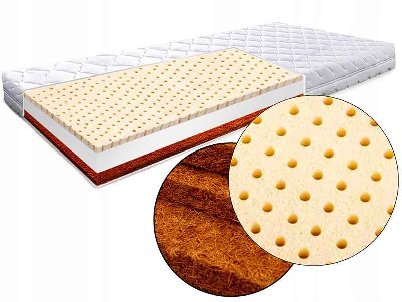 PIANKOWY MATERAC 90X180 KOKOS LATEKS PREMIUM 14CM