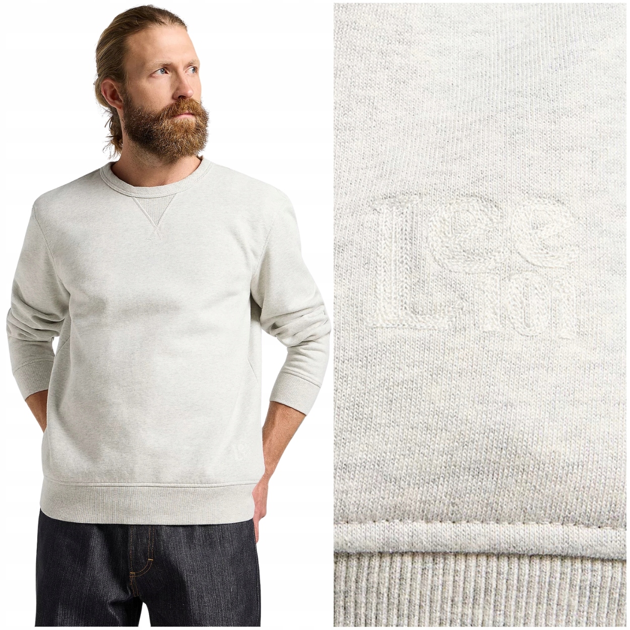 Lee 101 Sweatshirt Sharp Grey Mele Premium szara bawełniana bluza męska M