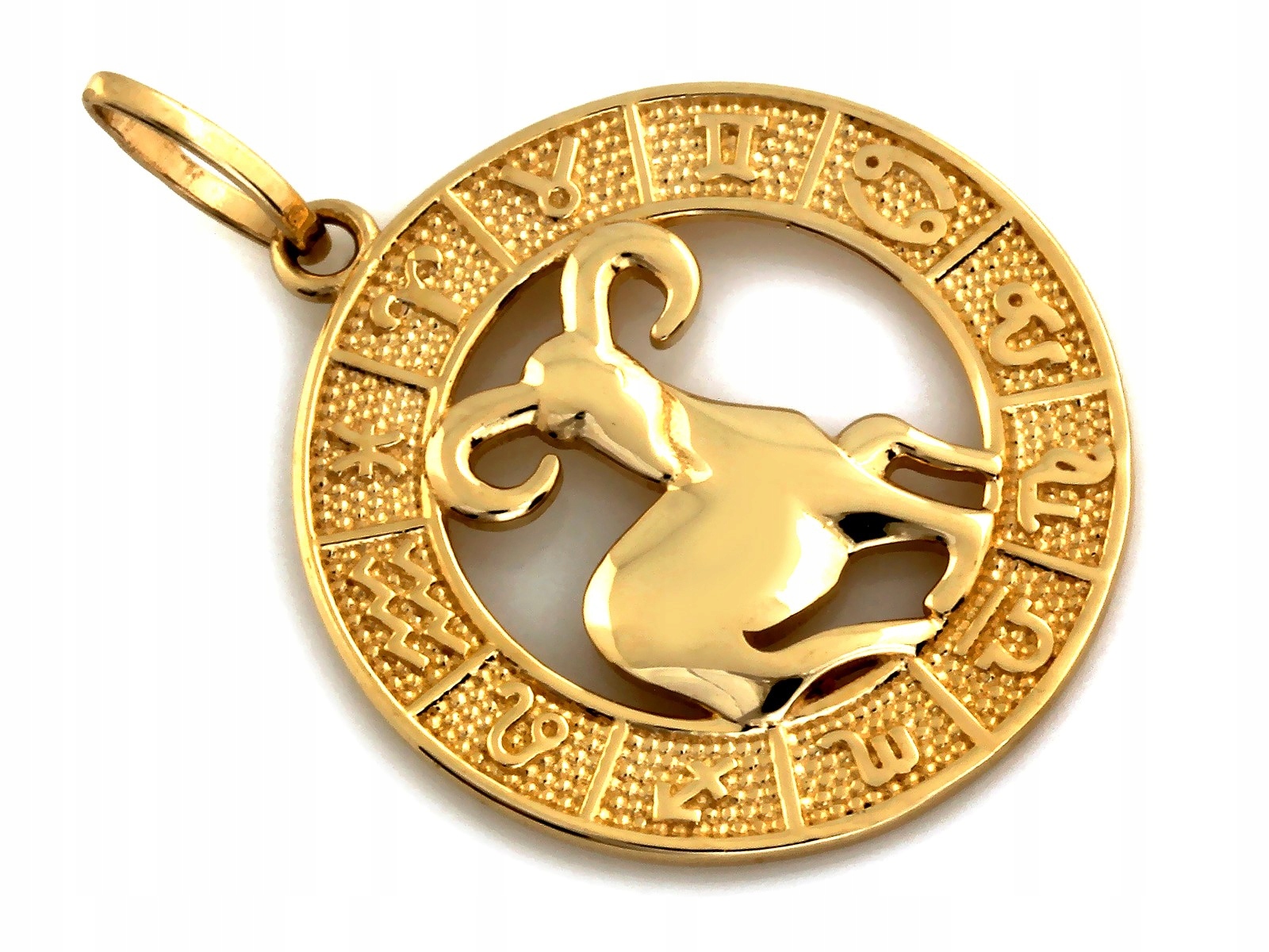 Zlatý přívěsek 585 Beran zvěrokruhu v kruhu s ažurem jako dárek 1.46 g