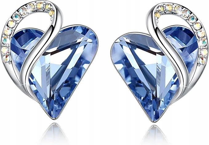 Náušnice Leafael Infinity Love Swarovski stříbrné srdce jas safírová světle modrá