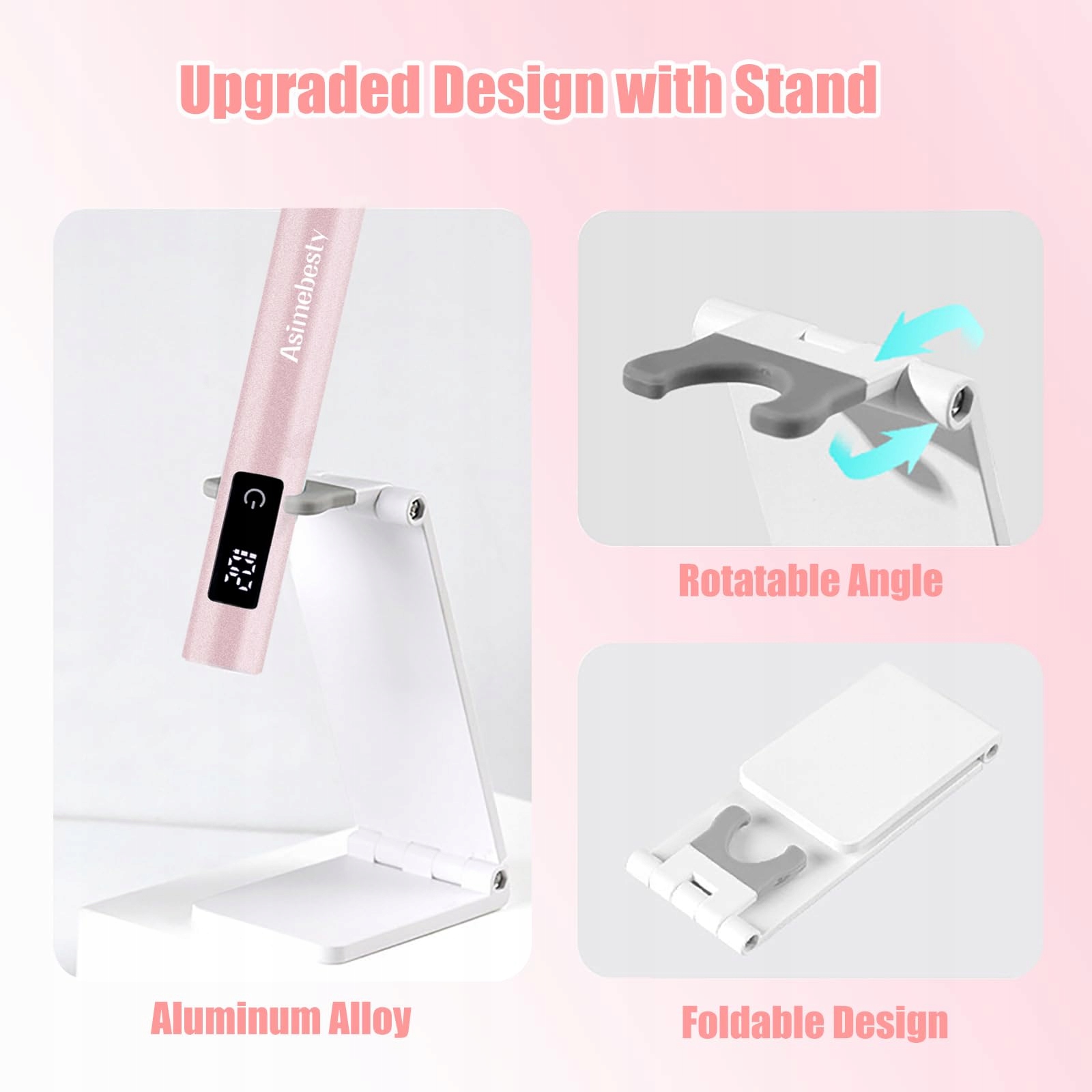 ASIMEBESTY Lampa UV LED Do Paznokci Żelowych Różowa Przenośna 20/60/90S — miniatura 5