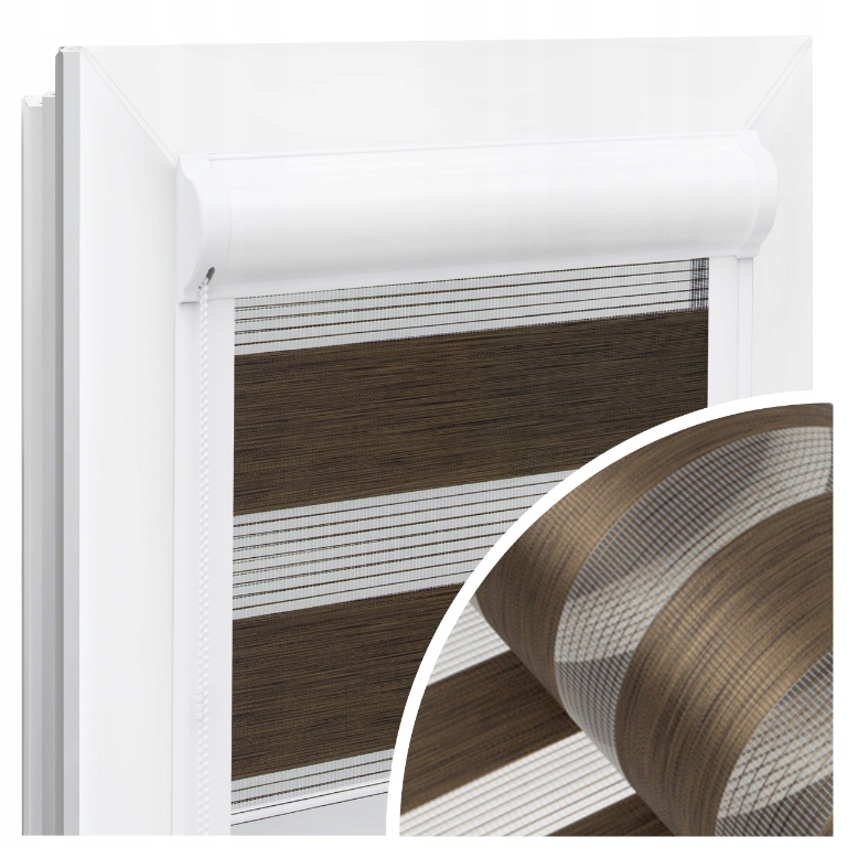 Roleta Deň Noc v kazete s vodiacimi lištami 148 x 150 cm, hnedá na mieru