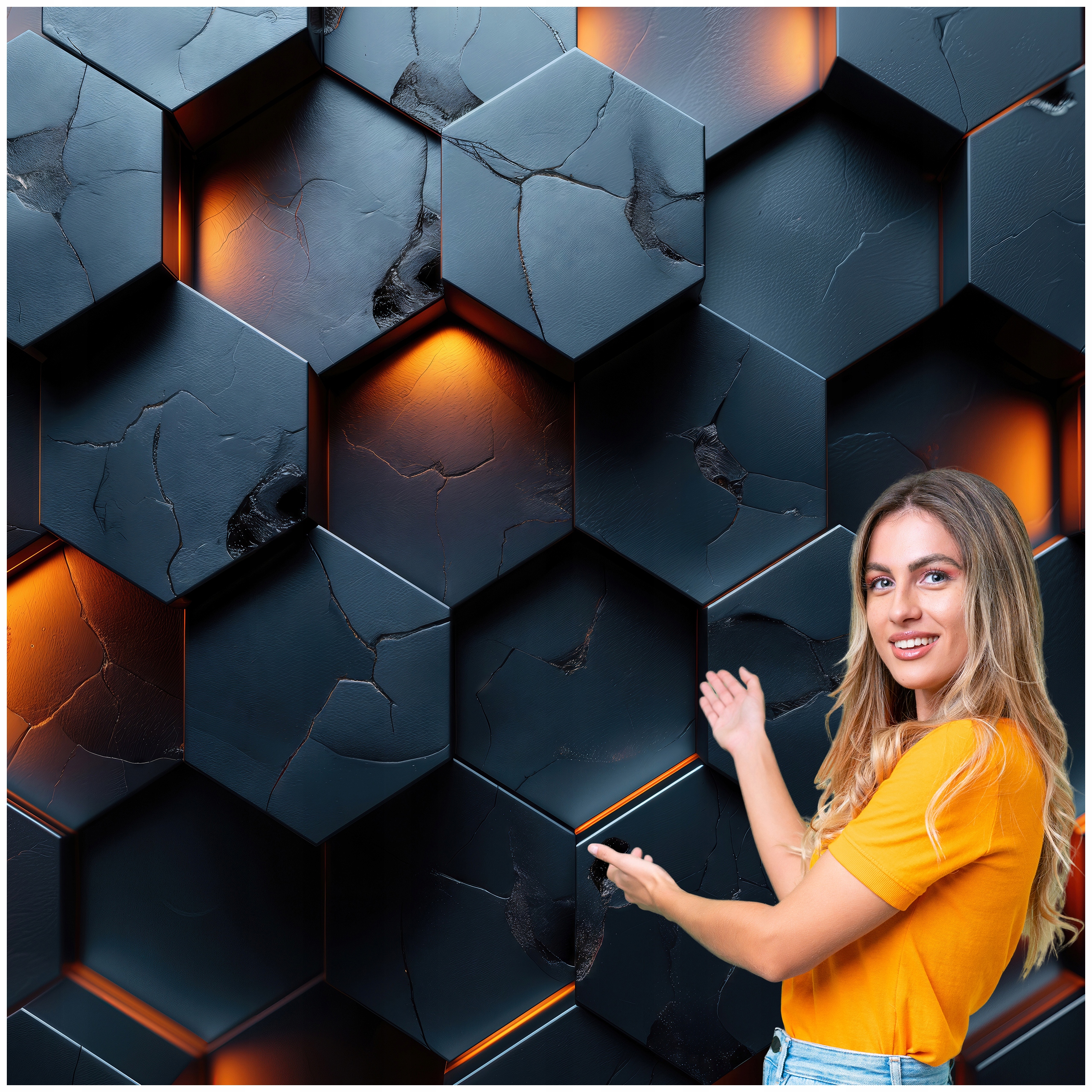 3D Mládežnícka fototapeta Heksagon Včelí Plást Pre Chlapca 392x260 HPM02F