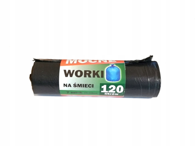 120L WOREK WORKI NA ŚMIECI MOCNE KOSZ 7 SZT LDPE