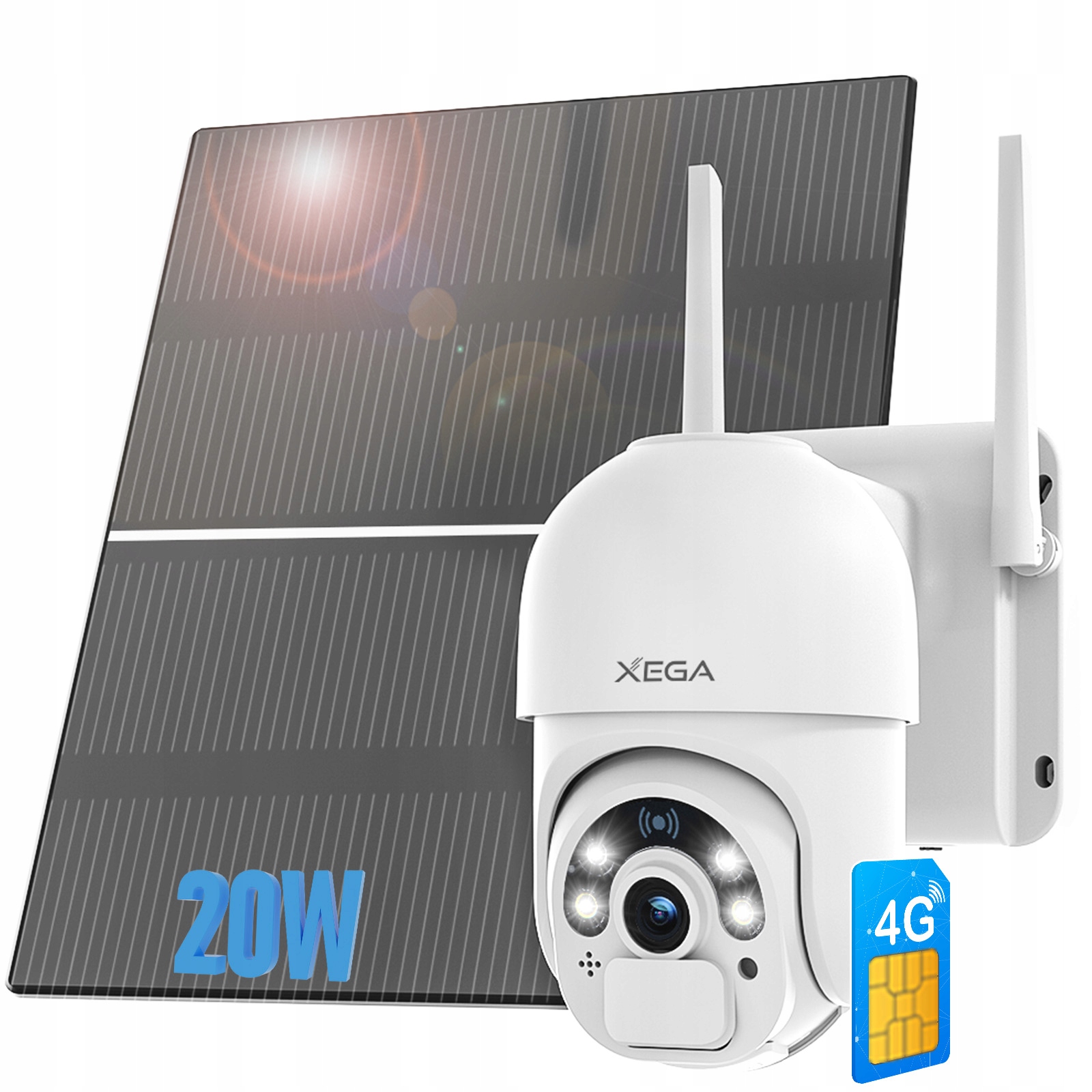 KAMERA SOLARNA ZEWNĘTRZNA OBROTOWA NA KARTĘ SIM 4G LTE GSM 2K 3MP 20000mAh