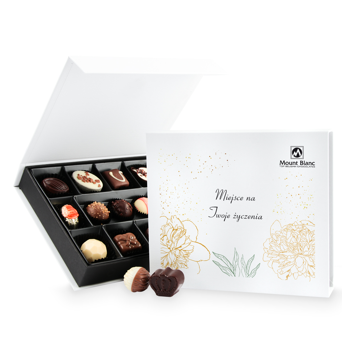 Czekoladki na urodziny Chocolate Box Medium White z Twoimi życzeniami