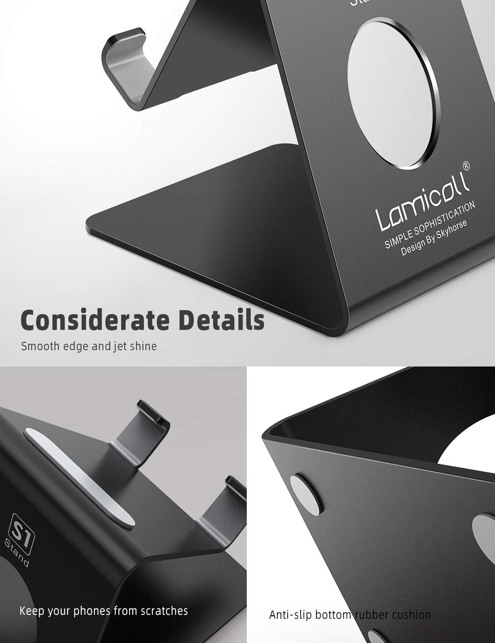 Lamicall Stojak Na Telefon Podstawka Uchwyt iPhone Czarny — miniatura 7