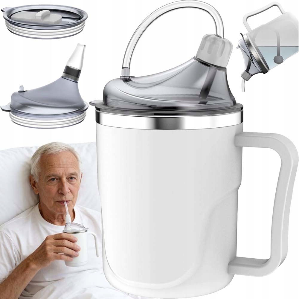 Kubek Niekapek Do Picia Pojnik Dla Chorych Osób Starszych 2 Pokrywki 400ML
