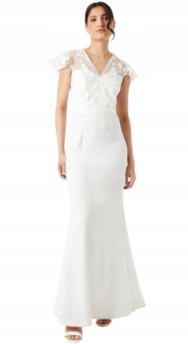 Coast Bílá Svatební Šaty S Krajkou A Výstřihem Do Špičky 46 1 Hki
