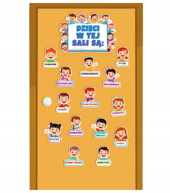 DEKORACJA NA DRZWI - DZIECI - SZKOŁA PRZEDSZKOLE Marka SzkolneNaklejki