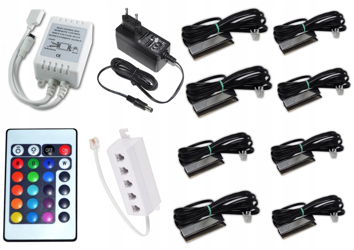 

Zestaw 8X klipsy Led Rgb podświetlenie mebli półek