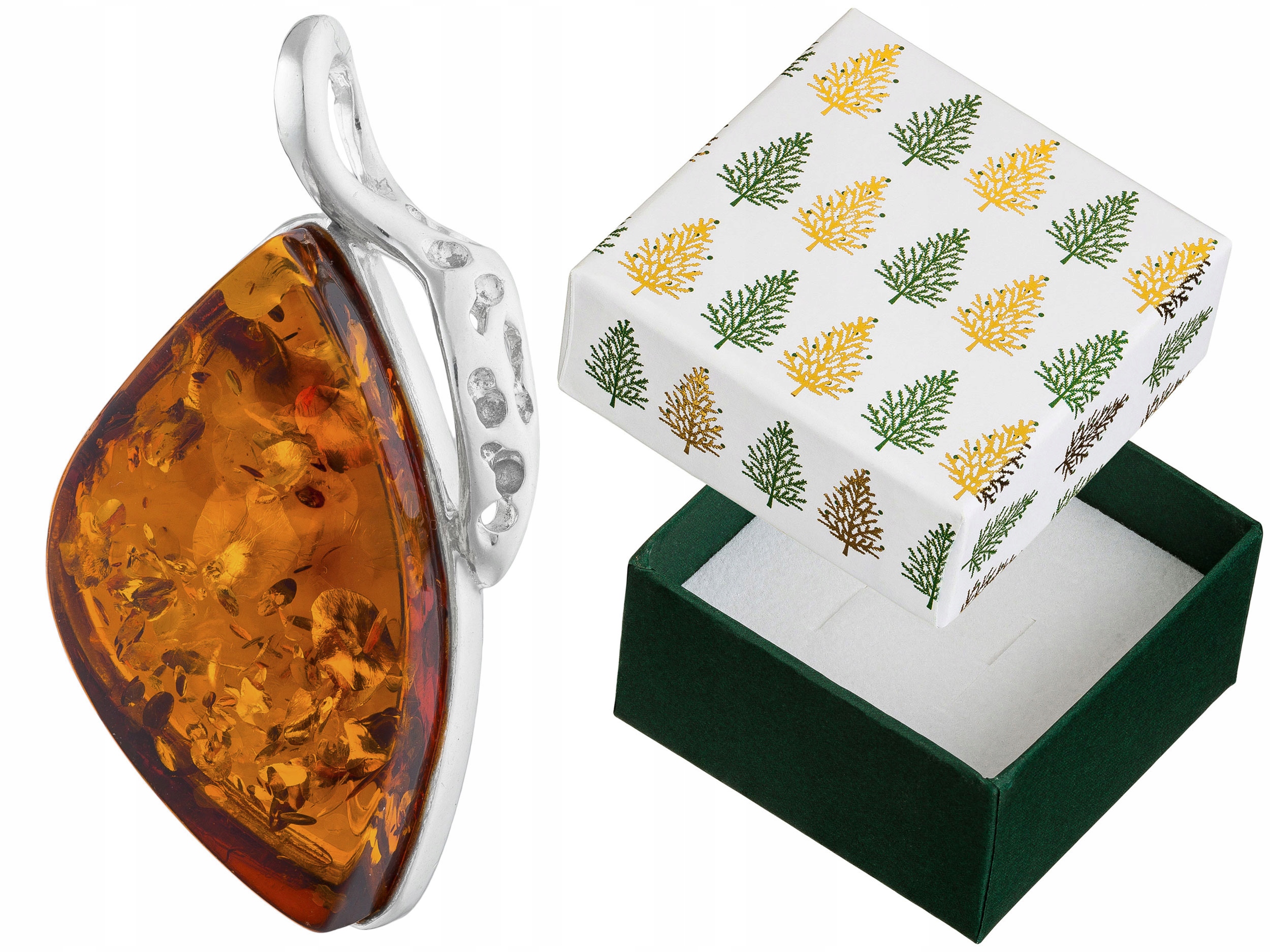 Velký stříbrný přívěsek Unikát s jantarem Ručně vyrobený stříbrný přívěsek