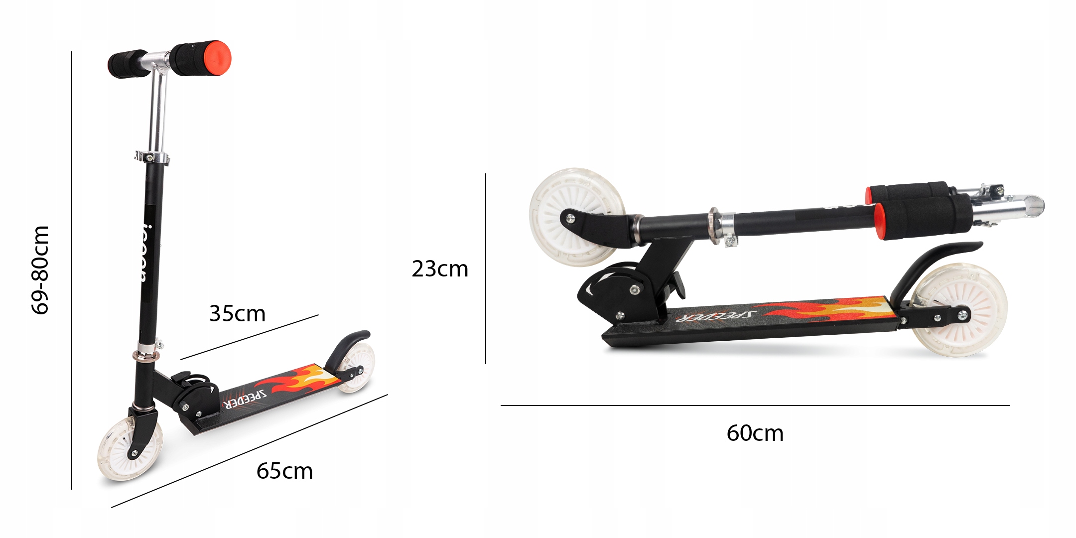 HULAJNOGA SKŁADANA DUŻA ANTYPOŚLIZGOWA 50KG ŚWIECI Rodzaj dwukołowa