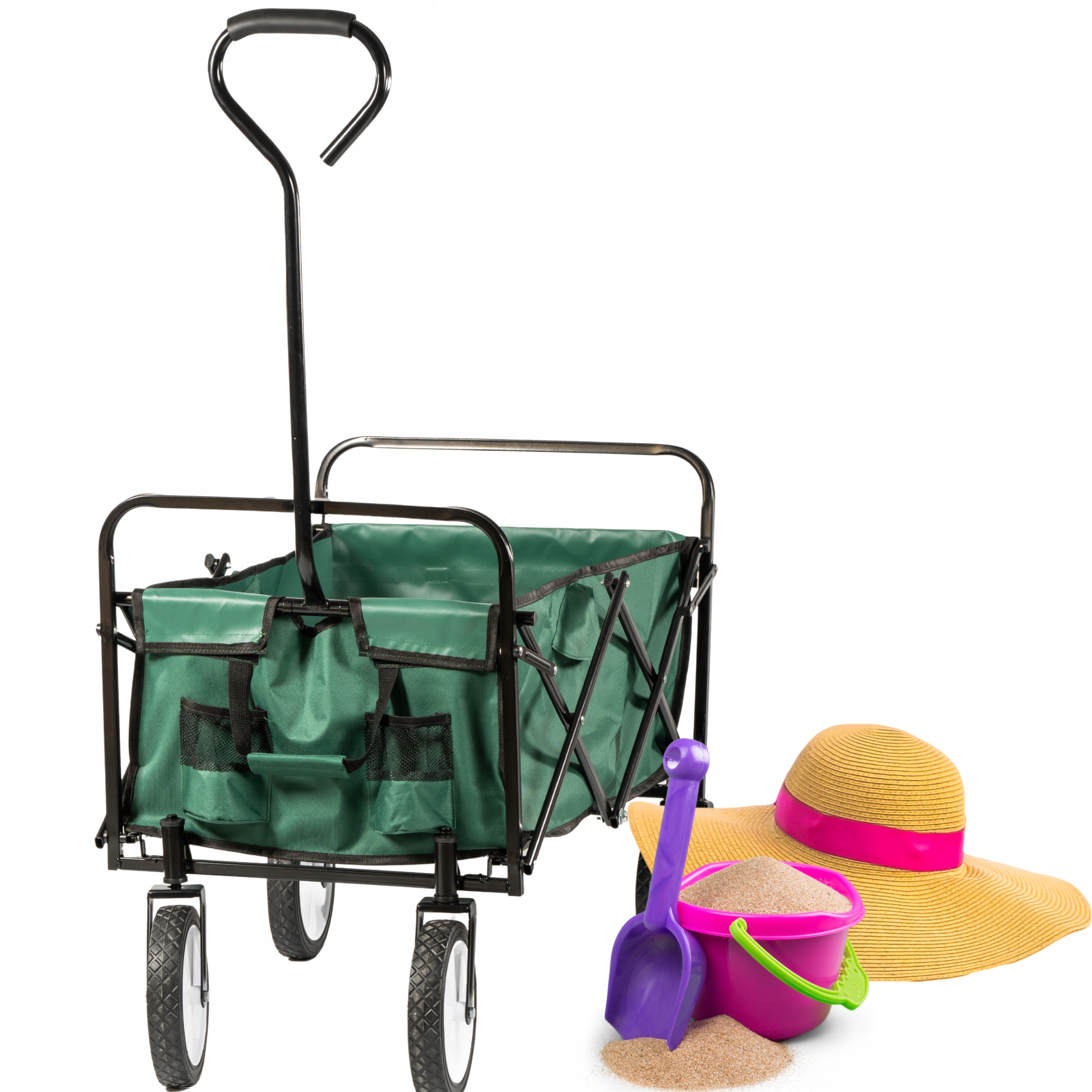 Składany Wózek Ogrodowy Plażowy Turystyczny Duży Poręczny