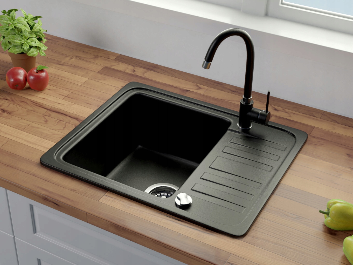 ZLEW granitowy JEDNOKOMOROWY Z OCIEKACZEM kolory ! Marka Teknoven